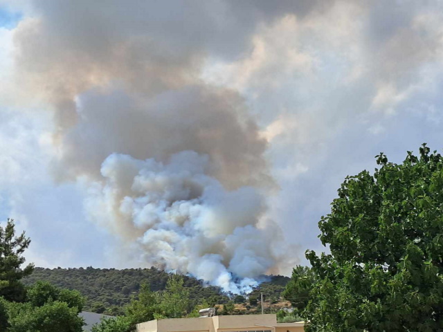 Μεγάλη κινητοποίηση για τη φωτιά πάνω από το γήπεδο των Γλυκών Νερών